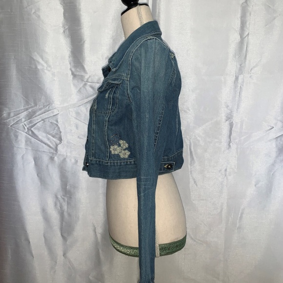 Old Navy Med (junior)  Beaded Cropped Denim Jacket - Picture 3 of 4